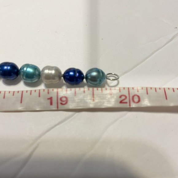 Blue/Gray Freshwater graduated Pearl Necklace 925 - Picture 3 of 6